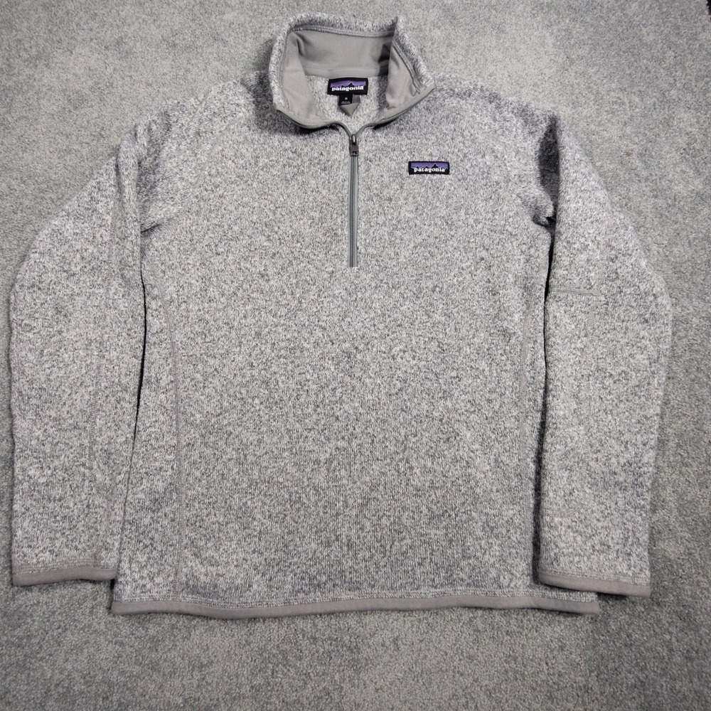 Patagonia Better Sweater Pullover Womens M 1/4 Zip Grey Heather Knit Good
